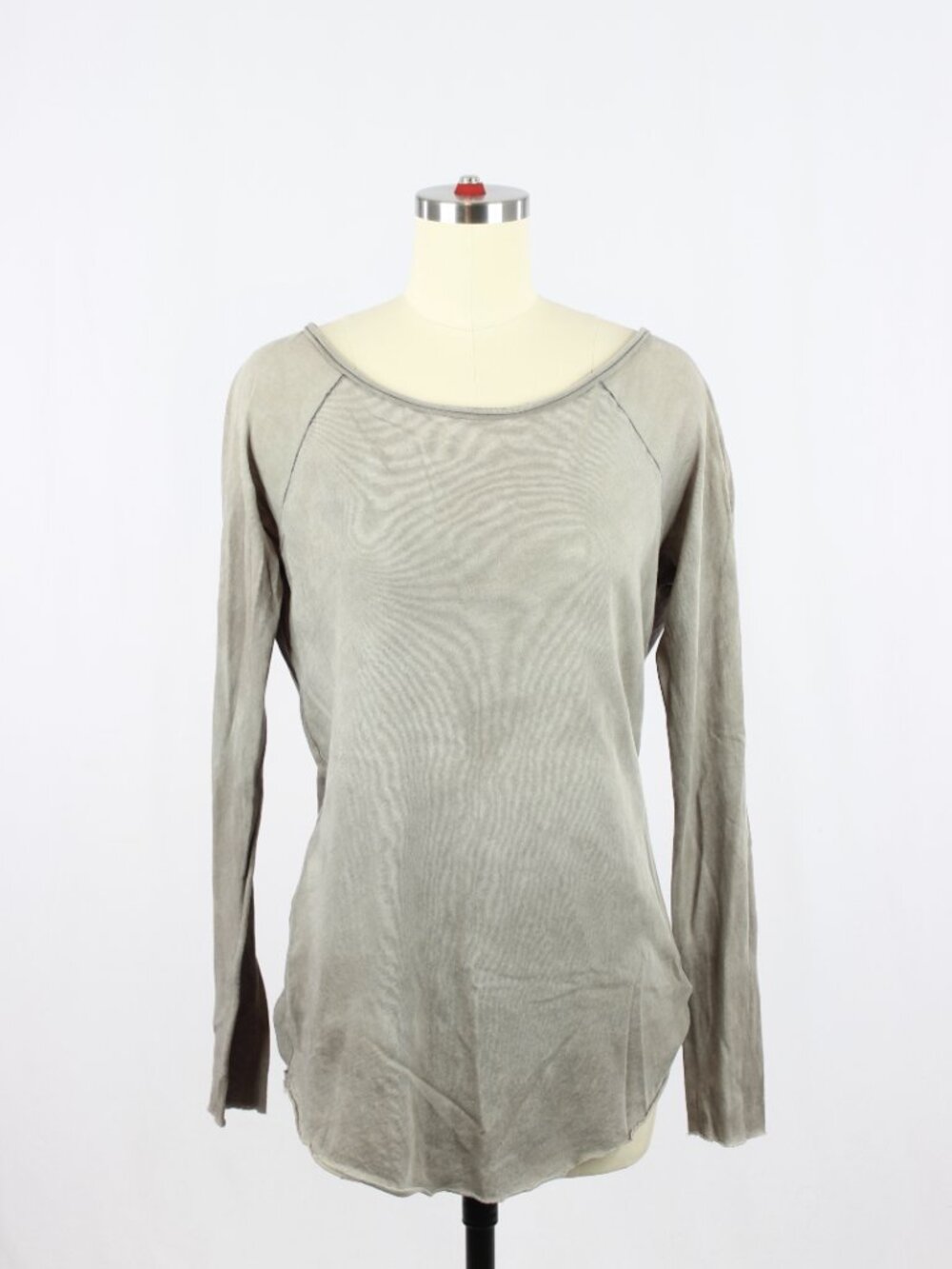 COTTON CITIZEN Vintage Taupe Grey Cotton Scoop Neck Raglan T-Shirt Top, Size S